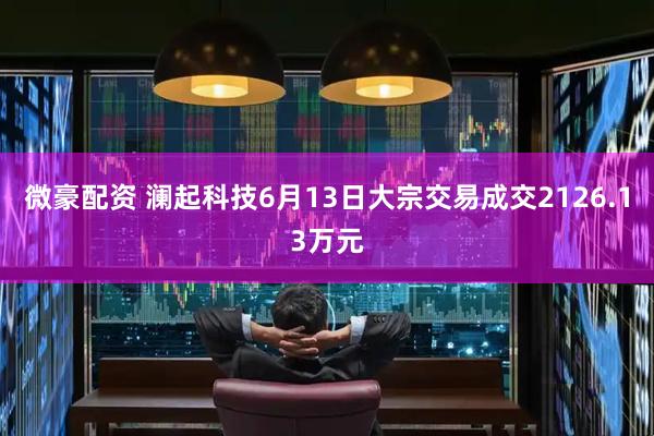 微豪配资 澜起科技6月13日大宗交易成交2126.13万元